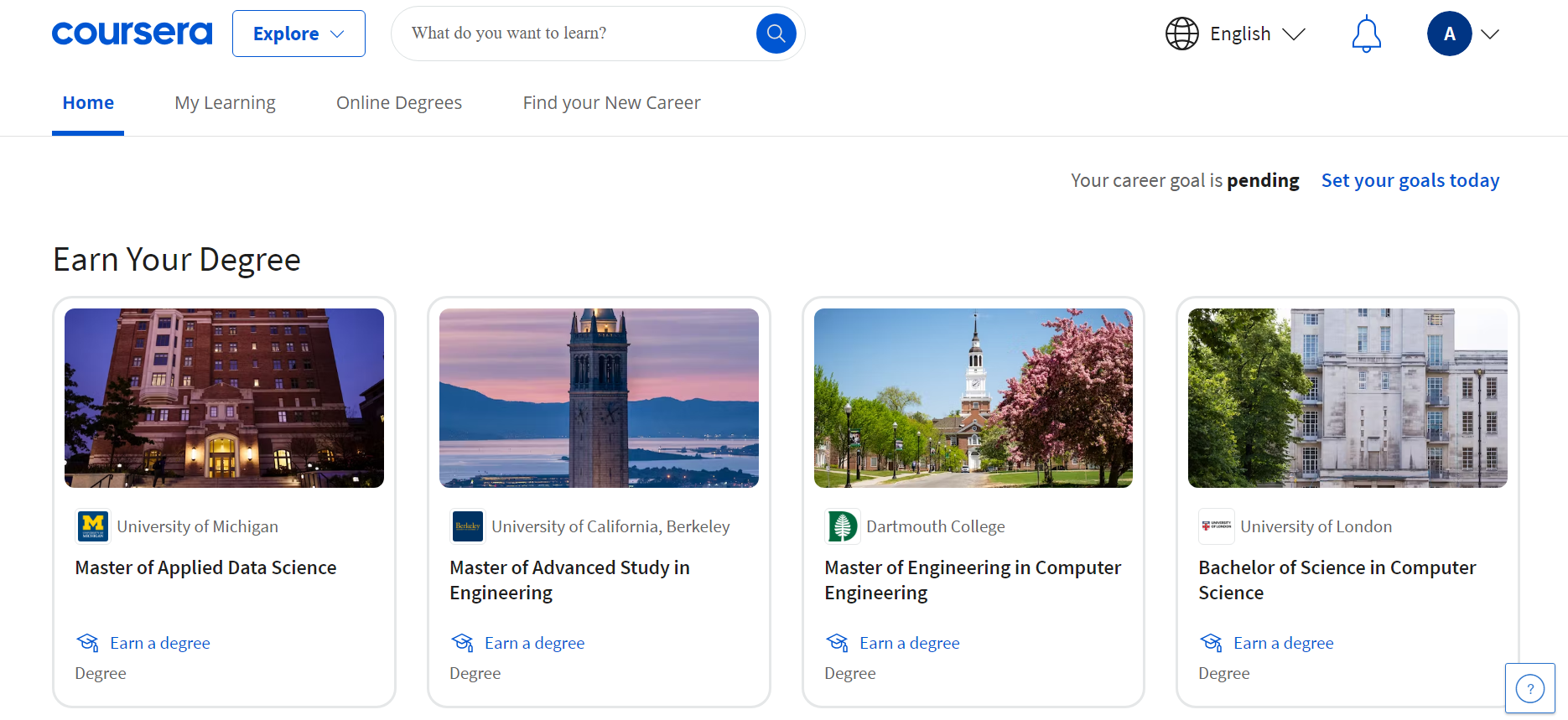 Coursera eLearning platform interface