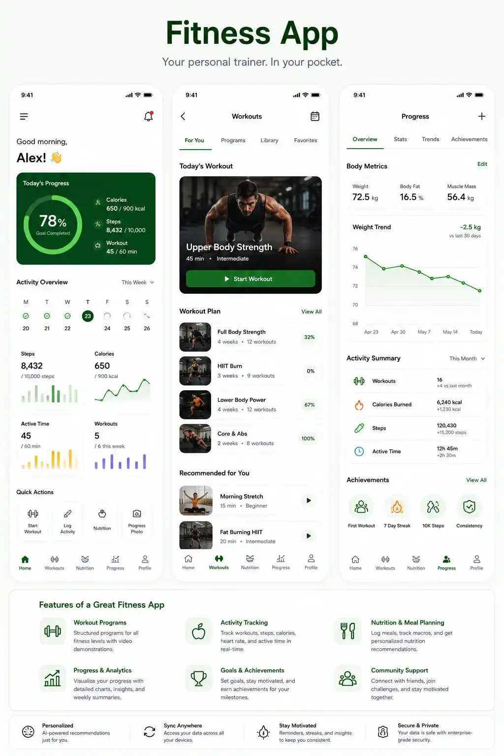 Interface of Fitness Apps