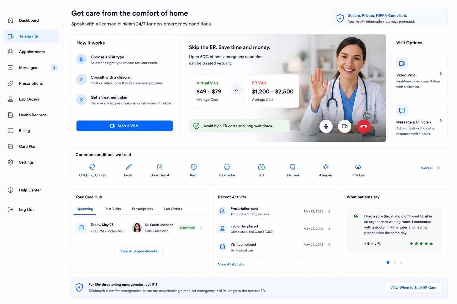 Telehealth interface