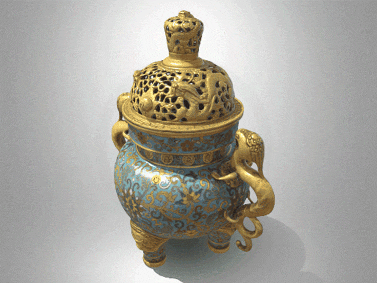 An ancient vase in a virtual museum