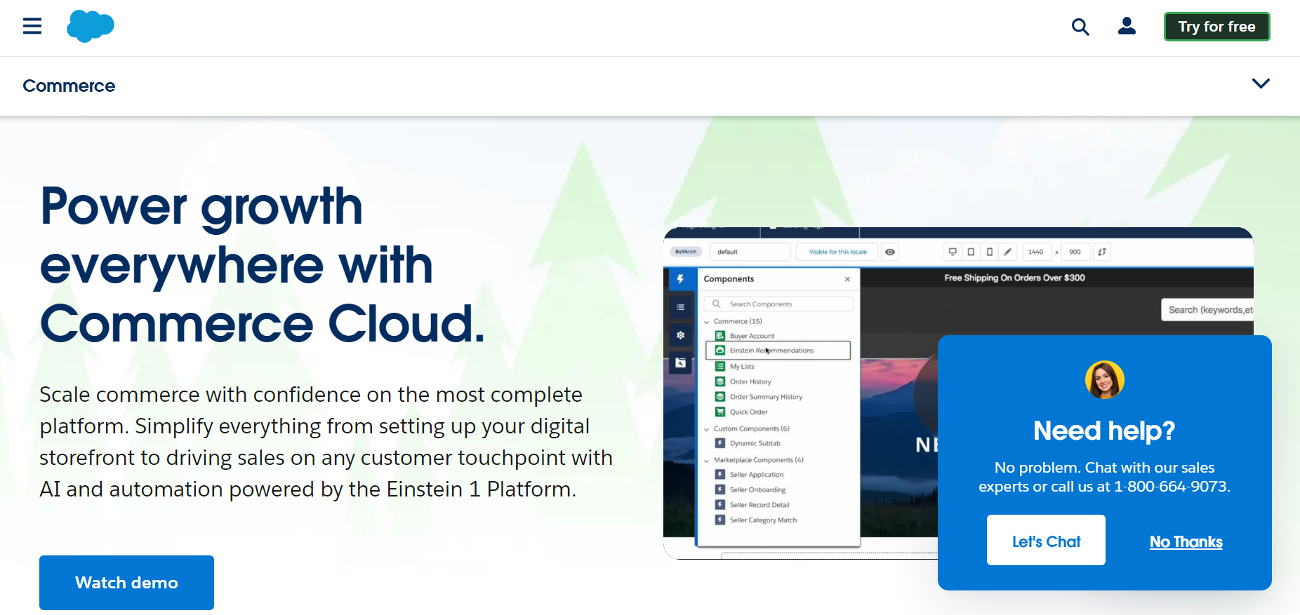 Salesforce Commerce Cloud main page