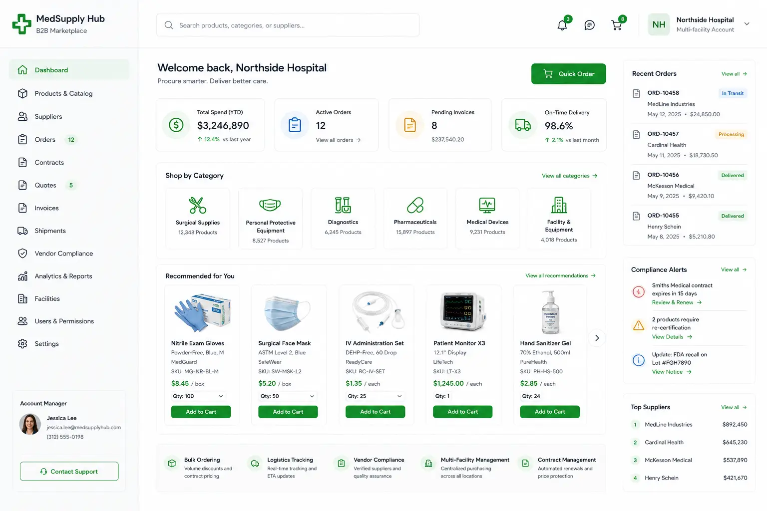 Business-to-Business Medical Supply Marketplaces Interface Emerline