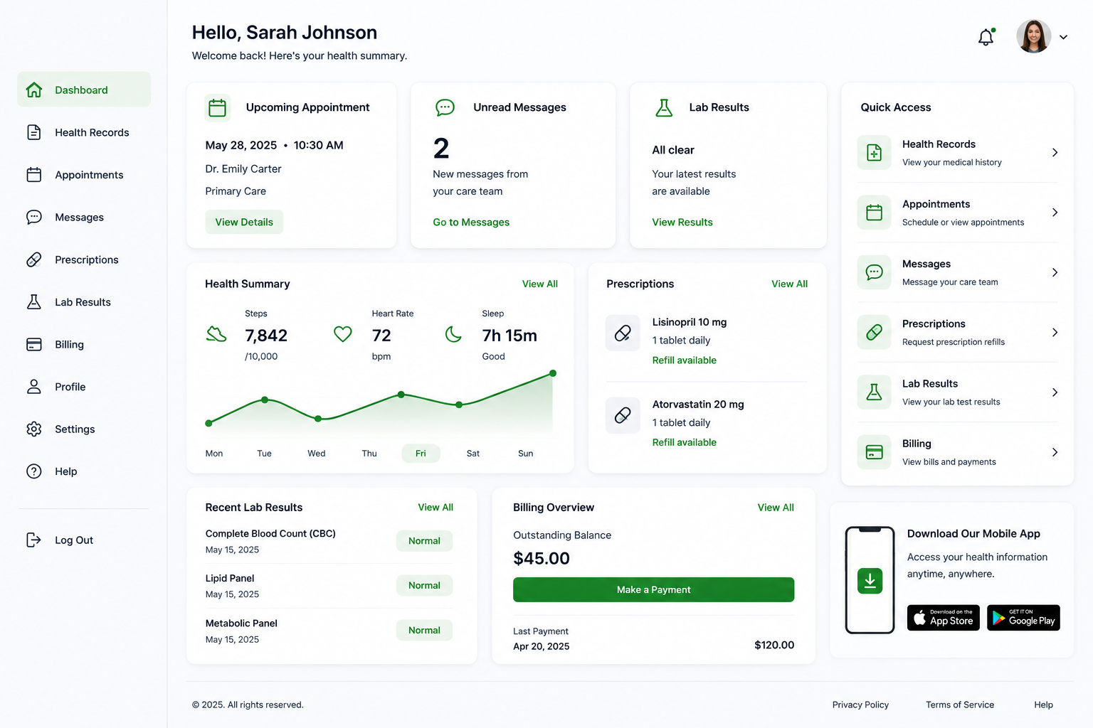 patient portals interface