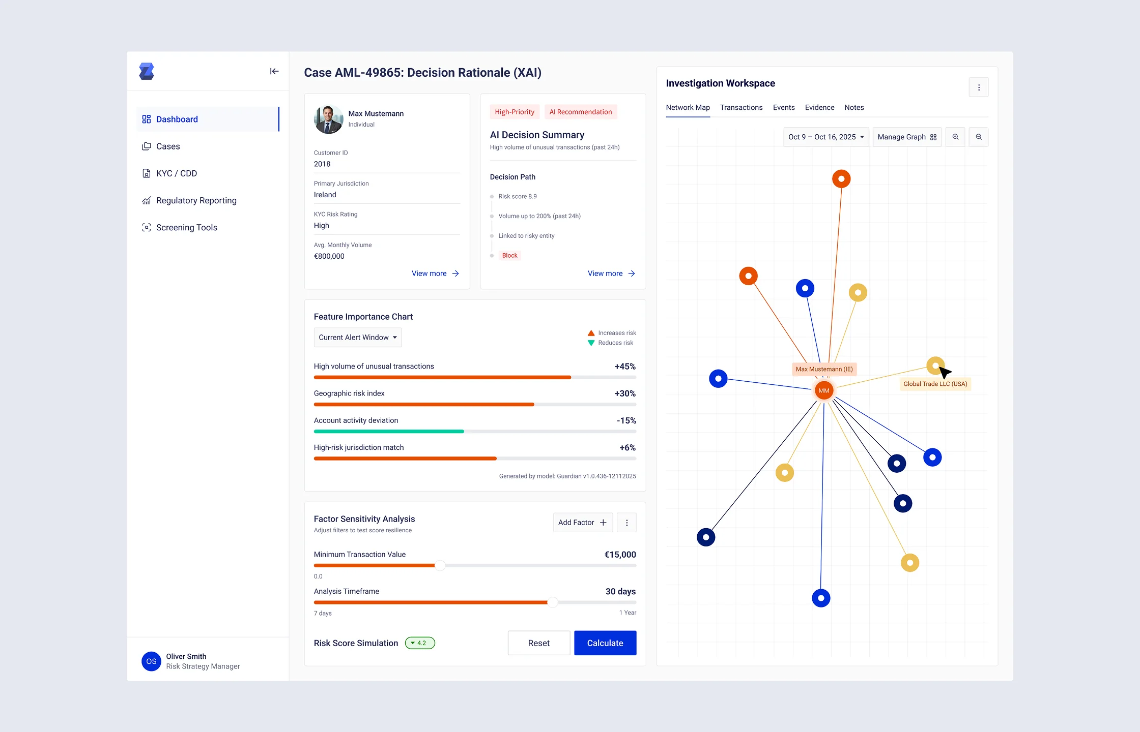 Explainable AI (XAI) investigation dashboard