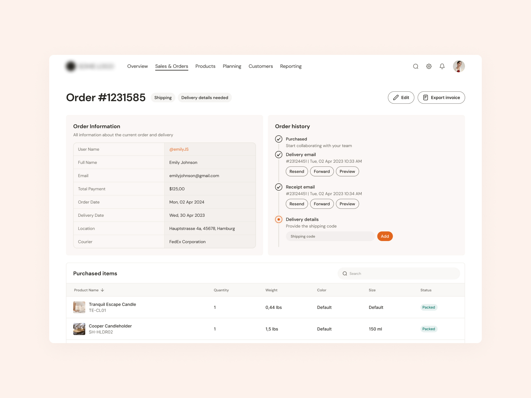 The unique user interface of the solution developed by Emerline