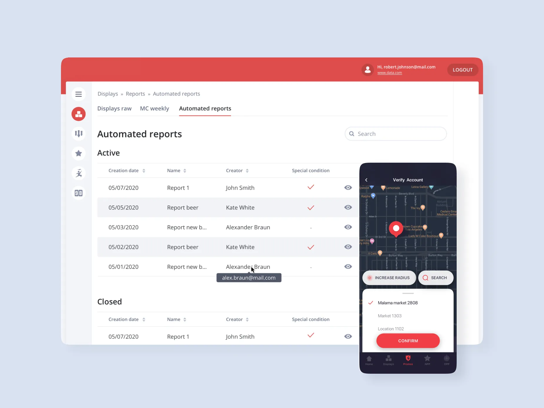The unique user interface of the solution developed by Emerline
